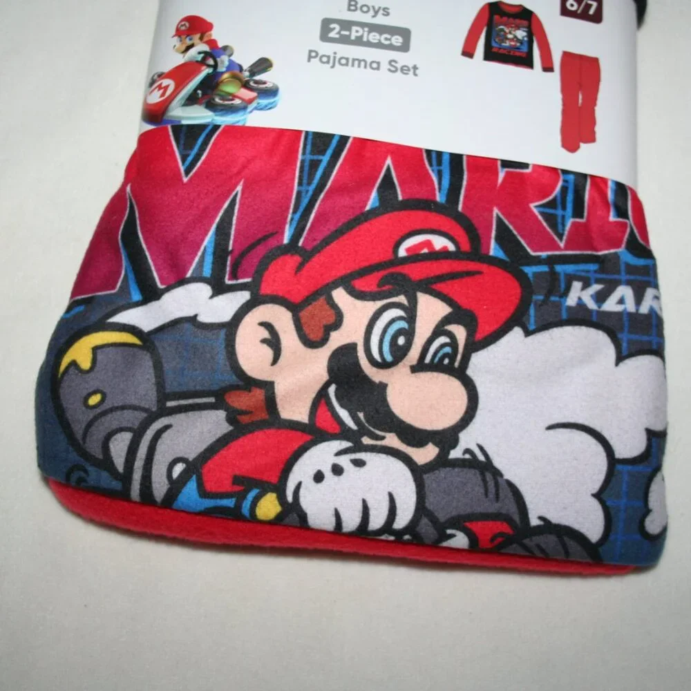 ⭐ NTW MARIO KART PJs BOYS 6 7 PAJAMAS SET SHIRT PANTS GAMER NINTENDO NEW JAMMIES